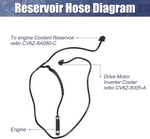 Vista 7 de X AUTOHAUX Manguera del tanque de expansión del desbordamiento del refrigerante del motor para Ford Focus 2.0L L4 2012-2018 Depósito del radiador
