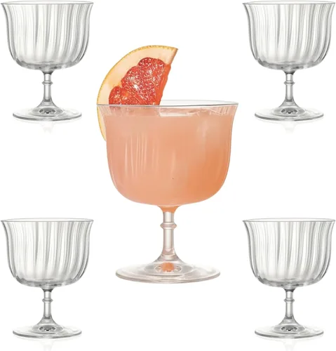 Vista 15 de LEMONSODA Crystal Coupe - Copas de cóctel y vino, Lotus, Deco, 12 onzas Juego de 2 vasos aptos para lavavajillas, para bar y fiesta de cóctel