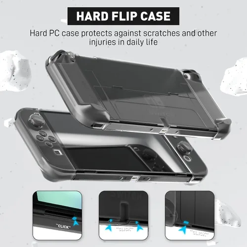 Vista 6 de Versión mejorada Funda transparente acoplable para Nintendo Switch OLED 2021, funda protectora FANPL para Switch OLED y controlador Joy Con, fuerte