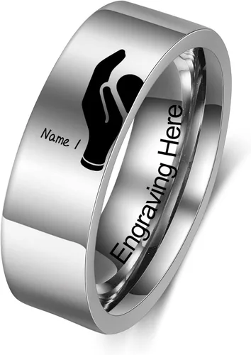 Vista 6 de Fortheday Juego de anillos personalizados a juego para él y ella, anillos de promesa personalizados para parejas, juego de anillos de compromiso