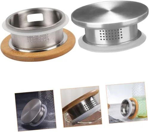 Vista 3 de 2 piezas de acero inoxidable tapa de jarra de agua cubierta práctica jarra accesorio con doble salida de agua para preparar té resistente al