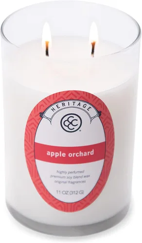 Vista 3 de Colonial Candle Apple Orchard - Vela perfumada en frasco, colección Heritage, blanco, 2 mechas, 11 onzas