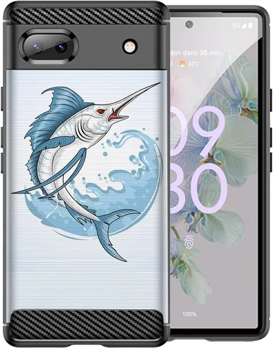 Vista 17 de CasesOnDeck - Funda de TPU negra compatible con Google Pixel 6A (2022) / Pixel 6A, delgada, minimalista, flexible, texturizada, formas abstractas