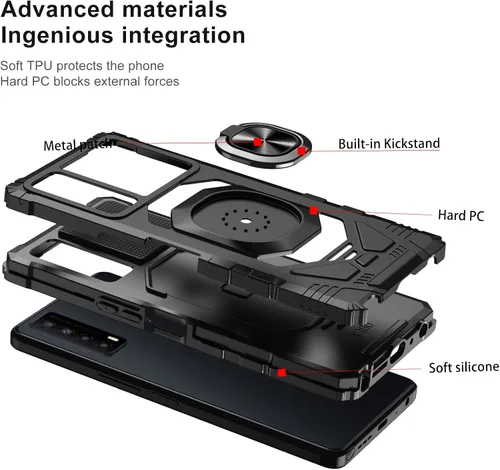 Vista 3 de Ailiber Funda para TCL Stylus 5G - Grado militar, resistente a prueba de golpes, con protector de pantalla, soporte de anillo para montaje magnético