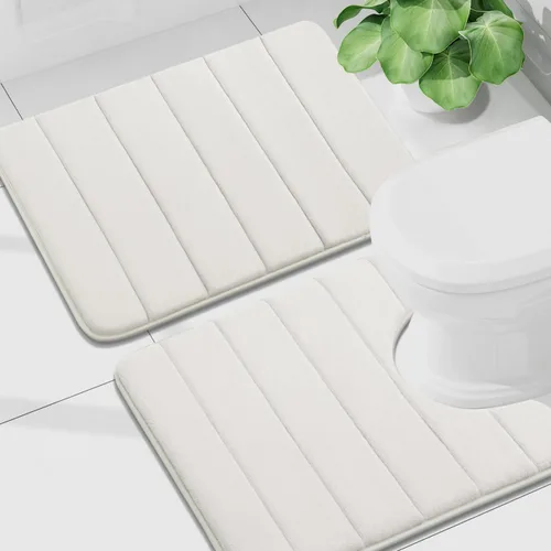 Vista 78 de Buganda Juego de 2 alfombras y tapetes de baño de espuma viscoelástica, lavables a máquina, suaves, antideslizantes, absorbentes, para baño, ducha