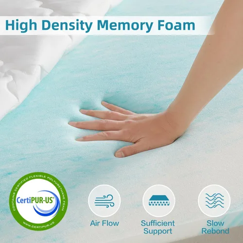 Vista 6 de SAPHREAS Cubrecolchón de espuma viscoelástica de 3 pulgadas tamaño individual con funda de colchón suave y ventilada, cubrecolchón de cama para caja