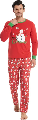 Vista 4 de YIJIU Pijamas de Navidad con estampado de ciervos y tótem de manga larga