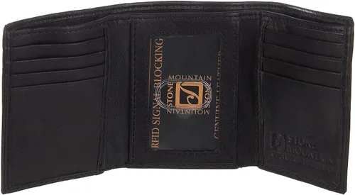 Vista 2 de Stone Mountain Billetera triple de cuero RFID para hombre 39 (EE. UU. 8), Negro