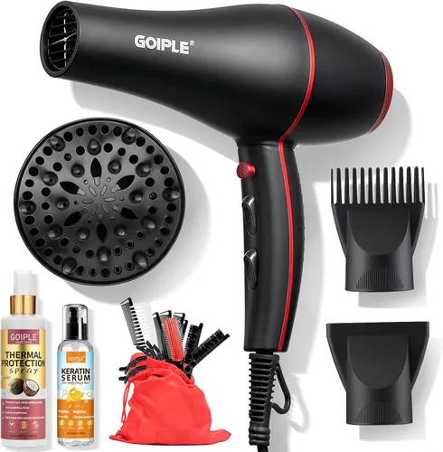 Vista 10 de Kit de Secador de Pelo Iónico de Temperatura Constante de 13 Piezas - Juego de Secador de Pelo Profesional Ligero, Bajo Ruido, 1800W para Mujeres