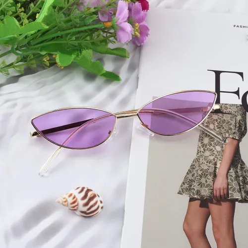 Vista 38 de FEISEDY Gafas de sol de diseñador de moda Retro pequeños pétalos forma arco templo diseño B2298