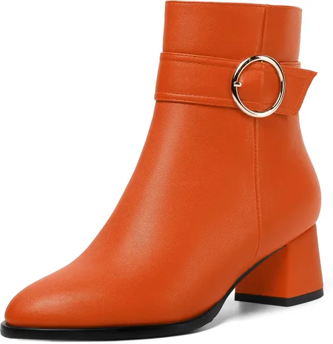 Vista 9 de MERRORI Botas altas de tacón bajo mate mate con cremallera y punta redonda para mujer, 2 pulgadas Beige