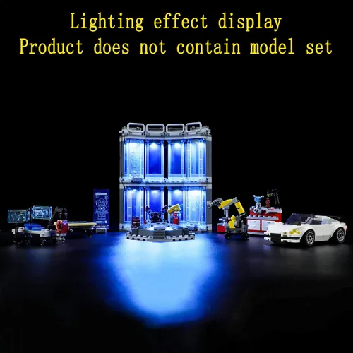 Vista 5 de GEAMENT Kit de luces LED compatible con Lego Iron Man Armory - Juego de iluminación para modelo de construcción 76216 (juego de modelos no incluidos)