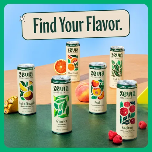 Vista 5 de Zevia - Té helado orgánico sin azúcar, té negro con durazno, latas de 12 onzas (paquete de 12)