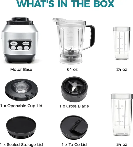 Vista 8 de OLIXIS Smoothie Blender for Kitchen, Personal Blender