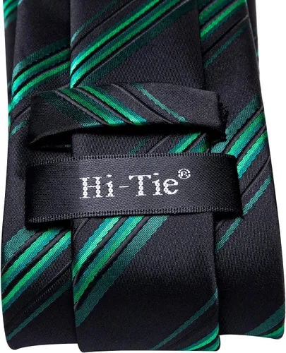 Vista 257 de Hi-Tie Corbata clásica de cachemira para hombre con pañuelo y gemelos a cuadros
