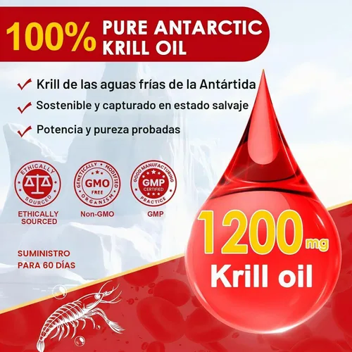 Vista 7 de NATURE TARGET Aceite de krill 1200mg con astaxantina, 120 cápsulas blandas