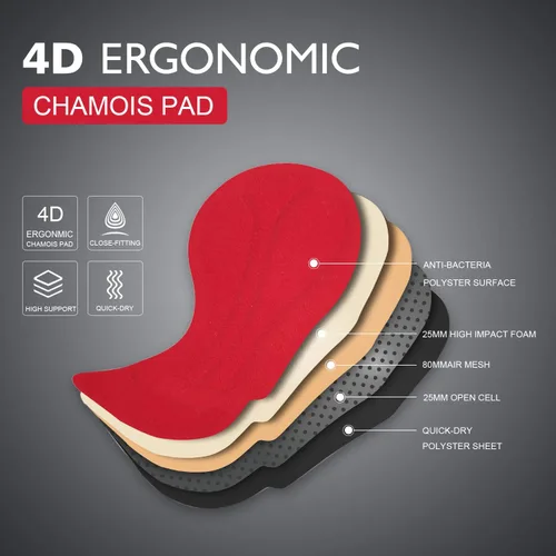 Vista 5 de Przewalski Pantalones de ciclismo con peto para hombre, acolchados 4D, mallas térmicas con peto para bicicleta, leggings para equitación, mallas