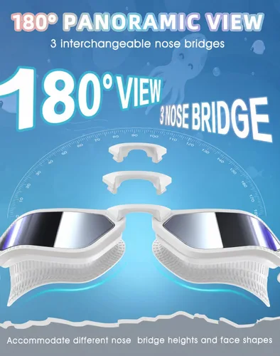 Vista 4 de Greatever Swim Goggles Adult Anti Fog&UV No Leak Wide View Swimming Goggles