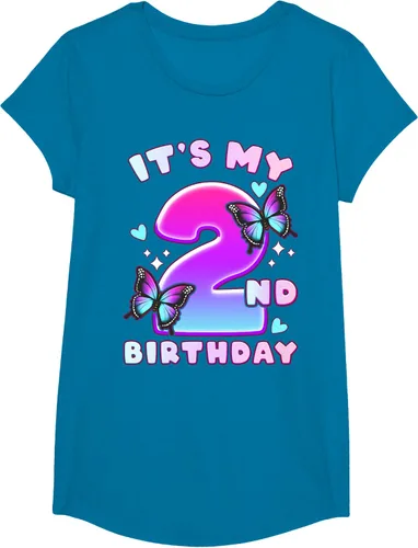 Vista 46 de Camiseta de 2º cumpleaños para niña de 2 años con mariposas y número 2 Negro