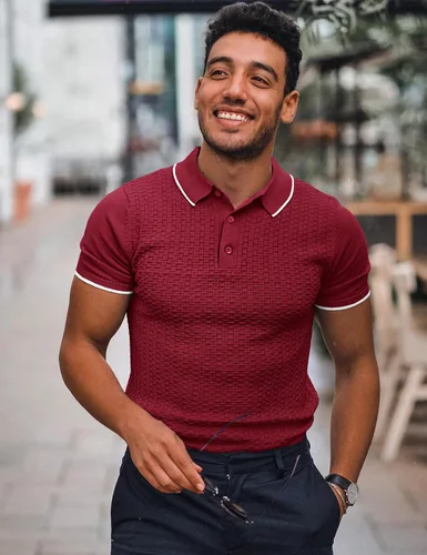 Vista 3 de URRU Polo de punto casual de manga corta para hombre