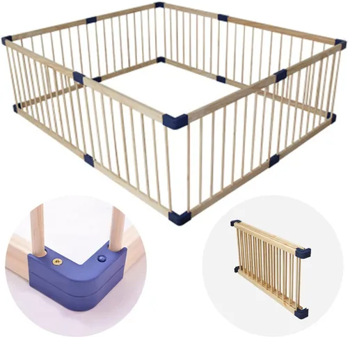 Vista 18 de Jolan Corralito para bebés de madera, para interiores y exteriores, centro de actividades para niños, valla transpirable y duradera, corralito