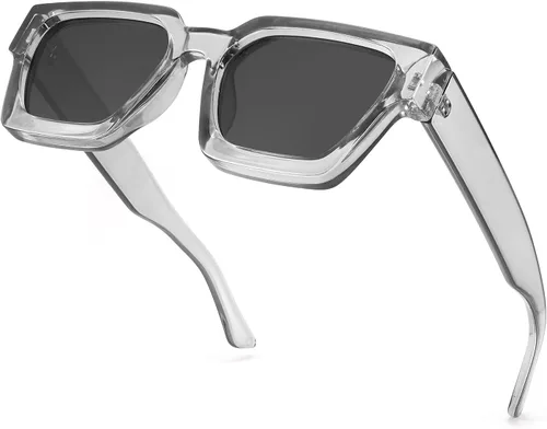Vista 3 de Gafas de sol rectangulares de moda para mujeres y hombres, gafas de sol cuadradas de moda vintage con marco grueso