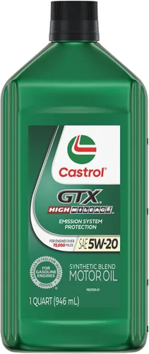 Vista 2 de Castrol GTX High Mileage 5W-20 - Aceite de motor de mezcla sintética, 1 cuarto de galón, paquete de 6