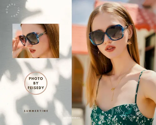 Vista 39 de FEISEDY - gafas de sol polarizadas para mujer, marco compuesto brillante B2289