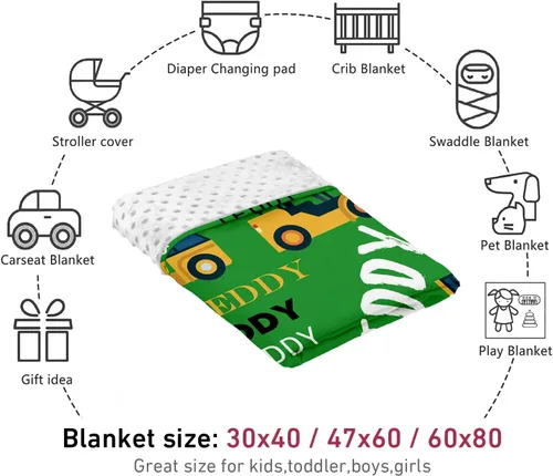 Vista 7 de Manta de bebé de doble capa con nombre personalizado, manta de ropa de cama para niños pequeños con estampado verde lima, multiusos para Halloween