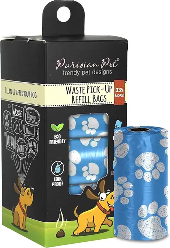 Vista 15 de Parisian Pet Bolsas ecológicas para excrementos de perro, 8 rollos, 20 bolsas por rollo, sin perfume, a prueba de fugas, perfectas para limpiar Casa