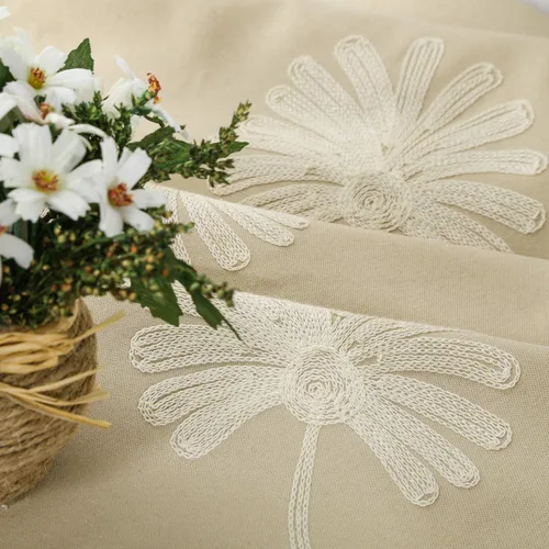 Vista 6 de VOGOL - Cortinas con ojales bordadas con patrón floral elegante de lino sintético, 2 paneles, 60% opacas con aislamiento térmico, cortinas pesadas