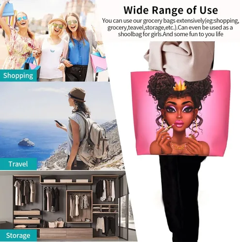 Vista 7 de Bolsas de mano para mujer afroamericana, con asa superior, para gimnasio, viajes, compras