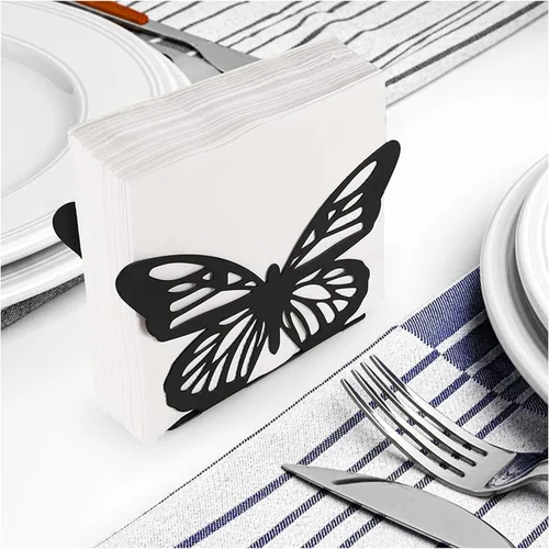 Vista 4 de Servilletero para mesa, soporte de metal para decoración de mesa de comedor, dispensador de servilletas ideal para mesas y encimeras de cocina
