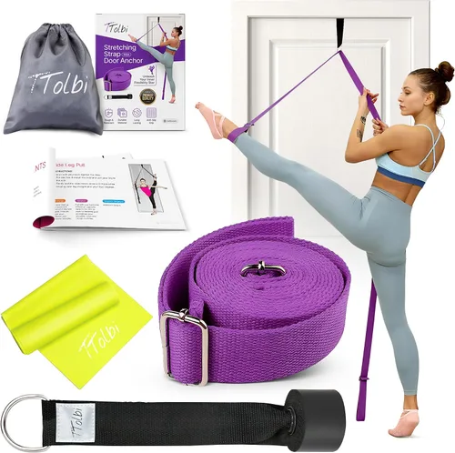 Vista 9 de Leg Stretcher Strap with Door Anchor and Resistance Band, Splits Trainer Home Flexibility Trainer for Splits, Ballet, Dance, Cheer, Yoga