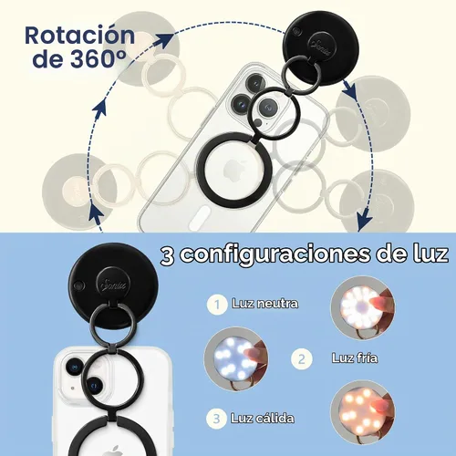 Vista 3 de Sonix MagLink - Anillo de luz para selfie y anillo de teléfono MagSafe para iPhone 17, 16, 15, 14, 13, 12, serie MagLink, anillo redondo magnético