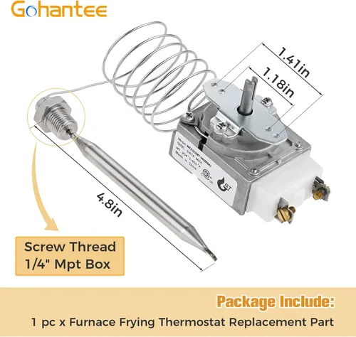 Vista 4 de gohantee Termostato 1175 RX-1-36, 60125401 Termostato para freidora, control de termostato de freidora de horno compatible con Pitco 60124501