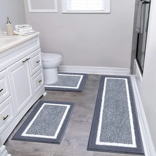 Vista 17 de Pauwer Juego de baño, alfombras de baño antideslizantes, alfombras de ducha absorbentes para suelo de baño, bañera y ducha, color azul aguamarina