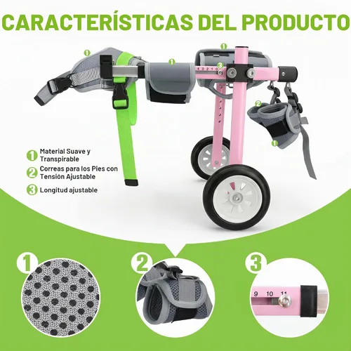 Vista 4 de Silla de ruedas ligera para perros para patas traseras, carrito
