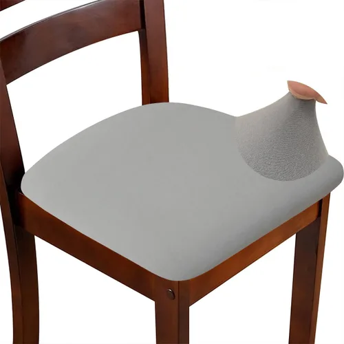 Vista 19 de Juego de 4 fundas de asiento para silla, elásticas, estampadas, para comedor, cuadradas, extraíbles y lavables, fundas de cojín para cocina, oficina