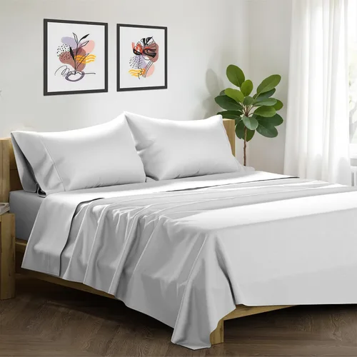 Vista 9 de XOOX Linen Juego de 4 fundas de almohada de algodón egipcio, tamaño Queen, fundas de almohada de lujo de 1500 hilos de alto tamaño estándar