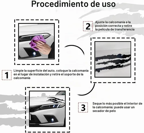 Vista 3 de 2 piezas de calcomanías reflectantes para automóvil con marcas de arañazos de garra de monstruo, calcomanía impermeable para parachoques ligero 2