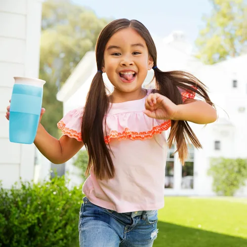 Vista 4 de Munchkin® Miracle® 360 - Vaso para beber para niños pequeños, a prueba de derrames, 14 onzas, azul