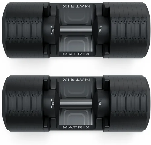 Vista 4 de Matrix Fitness DB80 - Mancuernas ajustables de 80 libras Ajustes rápidos para entrenamiento de fuerza y HIIT Reemplaza 16 pares de mancuernas