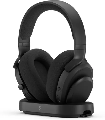 Vista 7 de Fractal Design Scape Dark - Auriculares inalámbricos para juegos de PC - Micrófono abatible para silenciar con cancelación de ruido - Duración