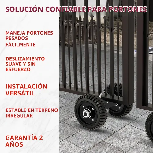 Vista 2 de Rueda de puerta enrollable, para deslizamiento, eslabón de cadena, valla de metal o puerta de madera (6 pulgadas, negro)