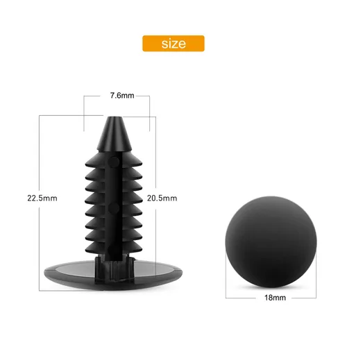 Vista 2 de GOOACC Clips de remache de nailon para guardabarros y protector de parachoques para GM, Ford y Chrysler 0.276 in, clips para carrocería