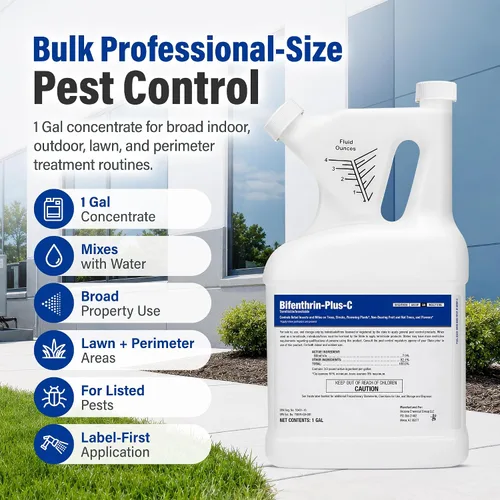 Vista 2 de Bifenthrin-Plus-C Insecticida (1 galón) – Mata cucarachas infestación interior, tratamiento de termitas, control de hormigas y spray de avispas