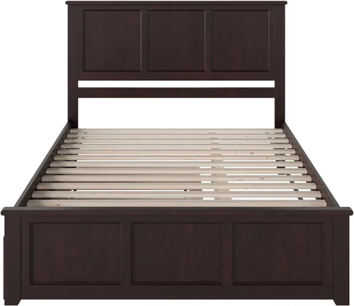 Vista 6 de AFI, Madison - Cama de plataforma Queen con estribo a juego, cama nido individual XL y cargador USB conectable, color espresso