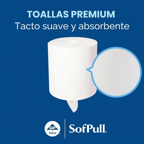 Vista 2 de Georgia-Pacific SofPull Centerpull - Toalla de papel prémium de capacidad regular, color blanco, 28124, 324 hojas por rollo, 6 rollos por caja