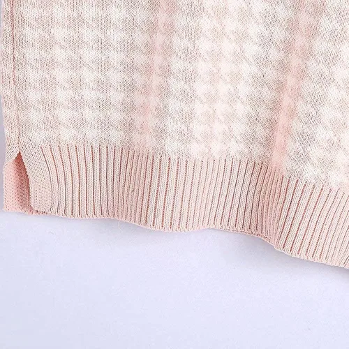 Vista 4 de Suéter para mujer, casual, cuello en V, sin mangas, color colisión, suéter sin mangas, chaleco estético